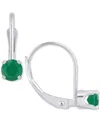 Macy's Emerald Solitaire Leverback Earrings (1/2 Ct. T.w.) In 14k White Gold (also In Ruby, Sapphire, & Tan In Emerald