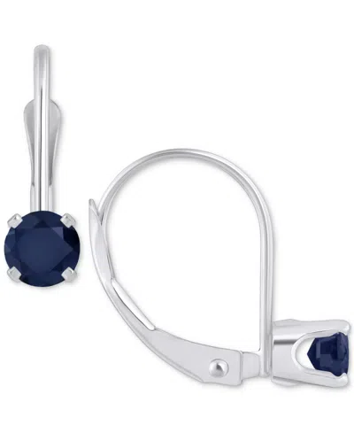 Macy's Emerald Solitaire Leverback Earrings (1/2 Ct. T.w.) In 14k White Gold (also In Ruby, Sapphire, & Tan