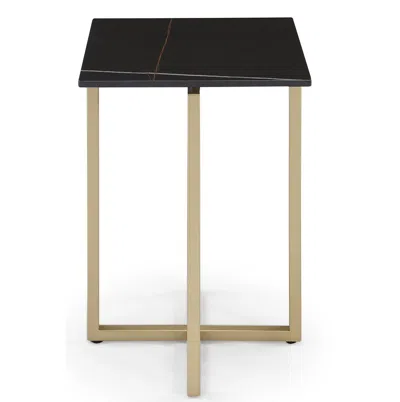 Macy's Emila 14" Square Sintered Stone Mix And Match Martini Table In Black,champagne