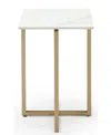 Macy's Emila 14" Square Sintered Stone Mix And Match Martini Table In White,champagne