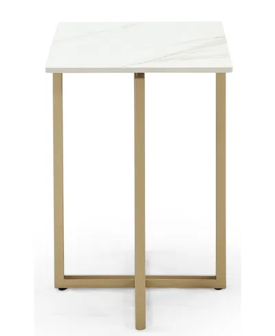 Macy's Emila 14" Square Sintered Stone Mix And Match Martini Table In White,champagne