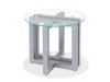 Macy's Emila 24" Round Glass Mix And Match End Table In Clear Glass,silver Sky