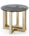 Macy's Emila 24" Round Glass Mix And Match End Table In Smoked Glass,champagne