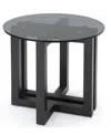 Macy's Emila 24" Round Glass Mix And Match End Table In Smoked Glass,gunmetal