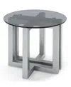 Macy's Emila 24" Round Glass Mix And Match End Table In Smoked Glass,silver Sky