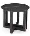 Macy's Emila 24" Round Sintered Stone Mix And Match End Table In Black,gunmetal