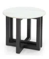 Macy's Emila 24" Round Sintered Stone Mix And Match End Table In Stone White,gunmetal