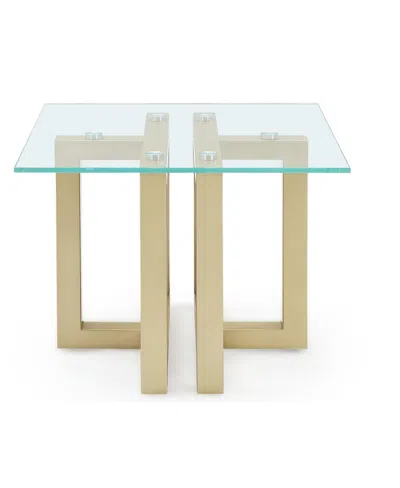 Macy's Emila 24" Square Glass Mix And Match End Table In Clear Glass,champagne