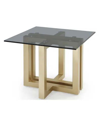 Macy's Emila 24" Square Glass Mix And Match End Table In Smoked Glass,champagne