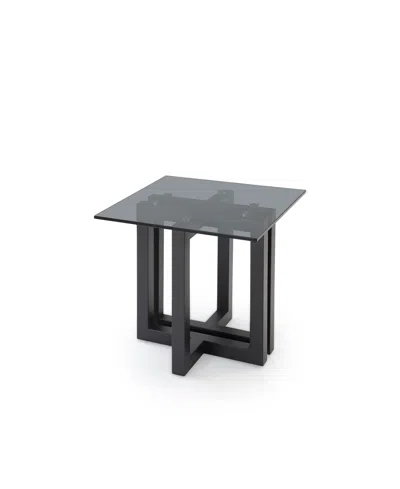 Macy's Emila 24" Square Glass Mix And Match End Table In Smoked Glass,gunmetal