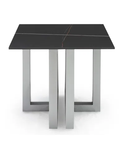 Macy's Emila 24" Square Sintered Stone Mix And Match End Table In Stone Black,silver Sky