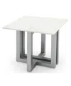 Macy's Emila 24" Square Sintered Stone Mix And Match End Table In Stone White,silver Sky