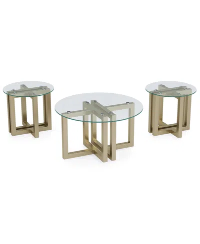 Macy's Emila 3-pc. Round Coffee Table And Round End Table Set In Transparent
