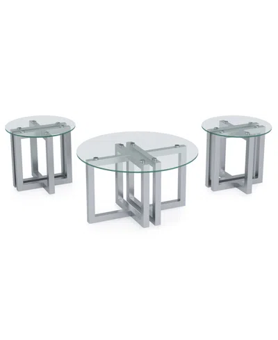 Macy's Emila 3-pc. Round Coffee Table And Round End Table Set In Gray