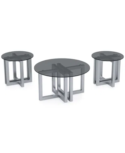 Macy's Emila 3-pc. Round Coffee Table And Round End Table Set In Black