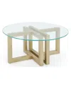 Macy's Emila 38" Round Glass Mix And Match Coffee Table In Clear Glass,champagne