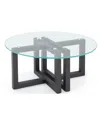 Macy's Emila 38" Round Glass Mix And Match Coffee Table In Clear Glass,gunmetal