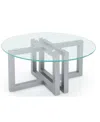 Macy's Emila 38" Round Glass Mix And Match Coffee Table In Clear Glass,silver Sky
