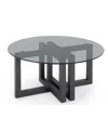 Macy's Emila 38" Round Glass Mix And Match Coffee Table In Smoked Glass,gunmetal