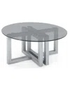Macy's Emila 38" Round Glass Mix And Match Coffee Table In Smoked Glass,silver Sky