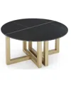 Macy's Emila 38" Round Sintered Stone Mix And Match Coffee Table In Black Sintered Stone,champagne