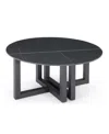 Macy's Emila 38" Round Sintered Stone Mix And Match Coffee Table In Black Sintered Stone,gunmetal