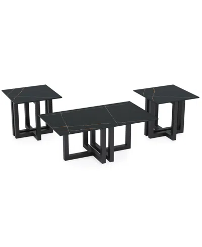 Macy's Emila 3-pc. Rectangle Coffee Table And Rectangle End Tables Set In Black