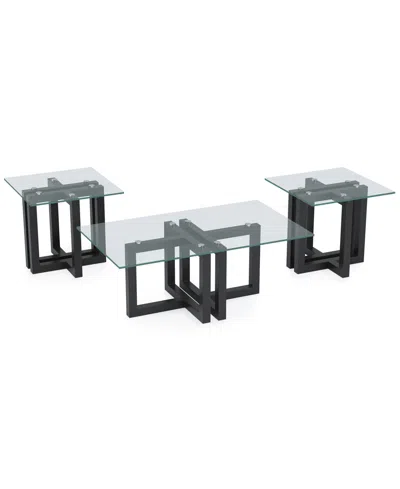 Macy's Emila 3-pc. Rectangle Coffee Table And Rectangle End Tables Set In Black