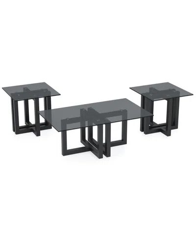Macy's Emila 3-pc. Rectangle Coffee Table And Rectangle End Tables Set In Black