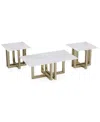 Macy's Emila 3-pc. Rectangle Coffee Table And Rectangle End Tables Set In White