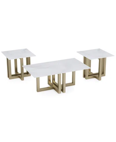 Macy's Emila 3-pc. Rectangle Coffee Table And Rectangle End Tables Set In White