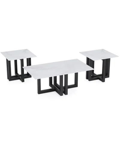 Macy's Emila 3-pc. Rectangle Coffee Table And Rectangle End Tables Set In White