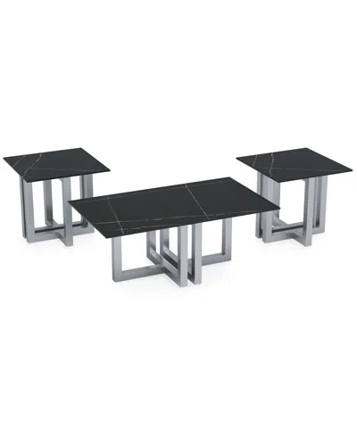 Macy's Emila 3-pc. Rectangle Coffee Table And Rectangle End Tables Set In Black
