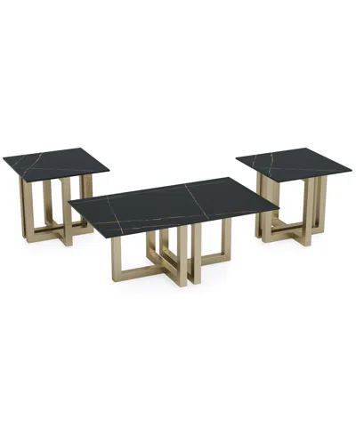 Macy's Emila 3-pc. Rectangle Coffee Table And Rectangle End Tables Set In Black