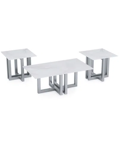 Macy's Emila 3-pc. Rectangle Coffee Table And Rectangle End Tables Set In White