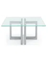Macy's Emila 48" Rectangle Glass Mix And Match Coffee Table In Clear Glass,silver Sky