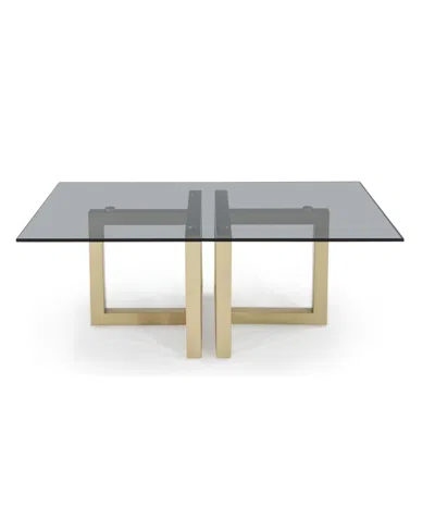 Macy's Emila 48" Rectangle Glass Mix And Match Coffee Table In Smoked Glass,champagne
