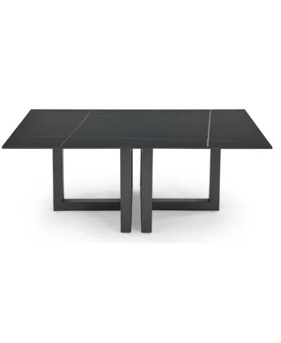 Macy's Emila 48" Rectangle Sintered Stone Mix And Match Coffee Table In Black Sintered Stone,gunmetal