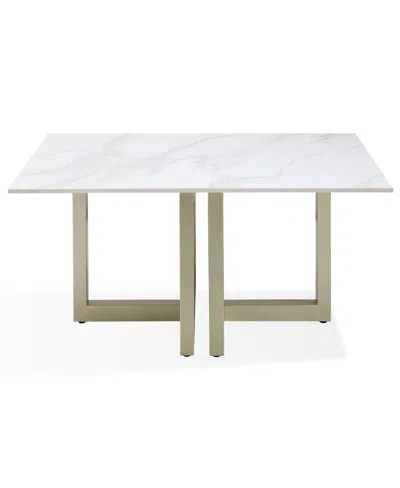 Macy's Emila 48" Rectangle Sintered Stone Mix And Match Coffee Table In White Sintered Stone,champagne