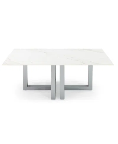 Macy's Emila 48" Rectangle Sintered Stone Mix And Match Coffee Table In White Sintered Stone,silver Sky