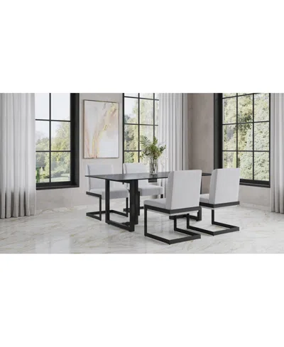 Macy's Emila 5 Pc. Dining Set (rectangular Table & 4 Chairs), Created For  In White Sintered Stone With Gunmetal Base