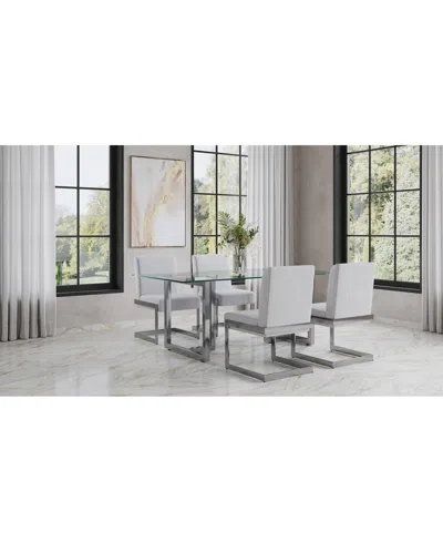 Macy's Emila 5 Pc. Dining Set (rectangular Table & 4 Chairs), Created For  In Clear Glass With Silver Base