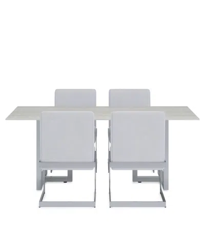 Macy's Emila 5 Pc. Dining Set (rectangular Table & 4 Chairs), Created For  In Gray