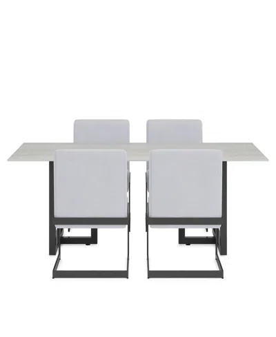 Macy's Emila 5 Pc. Dining Set (rectangular Table & 4 Chairs), Created For  In White