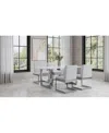 Macy's Emila 5 Pc. Dining Set (rectangular Table & 4 Chairs), Created For  In White Sintered Stone With Silver Base