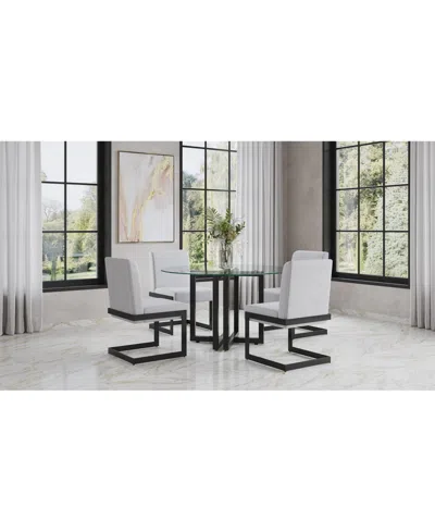 Macy's Emila 5 Pc. Dining Set (round Table & 4 Chairs), Created For  In Clear Glass With Gunmetal Base