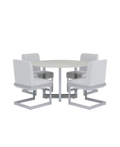 Macy's Emila 5 Pc. Dining Set (round Table & 4 Chairs), Created For  In White