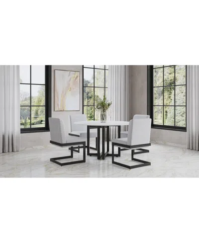 Macy's Emila 5 Pc. Dining Set (round Table & 4 Chairs), Created For  In White Sintered Stone With Gunmetal Base