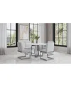 Macy's Emila 5 Pc. Dining Set (rectangular Table & 4 Chairs), Created For  In White Sintered Stone With Silver Base