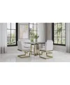 Macy's Emila 5 Pc. Dining Set (square Table & 4 Chairs), Created For  In Black Sintered Stone With Champagne Base